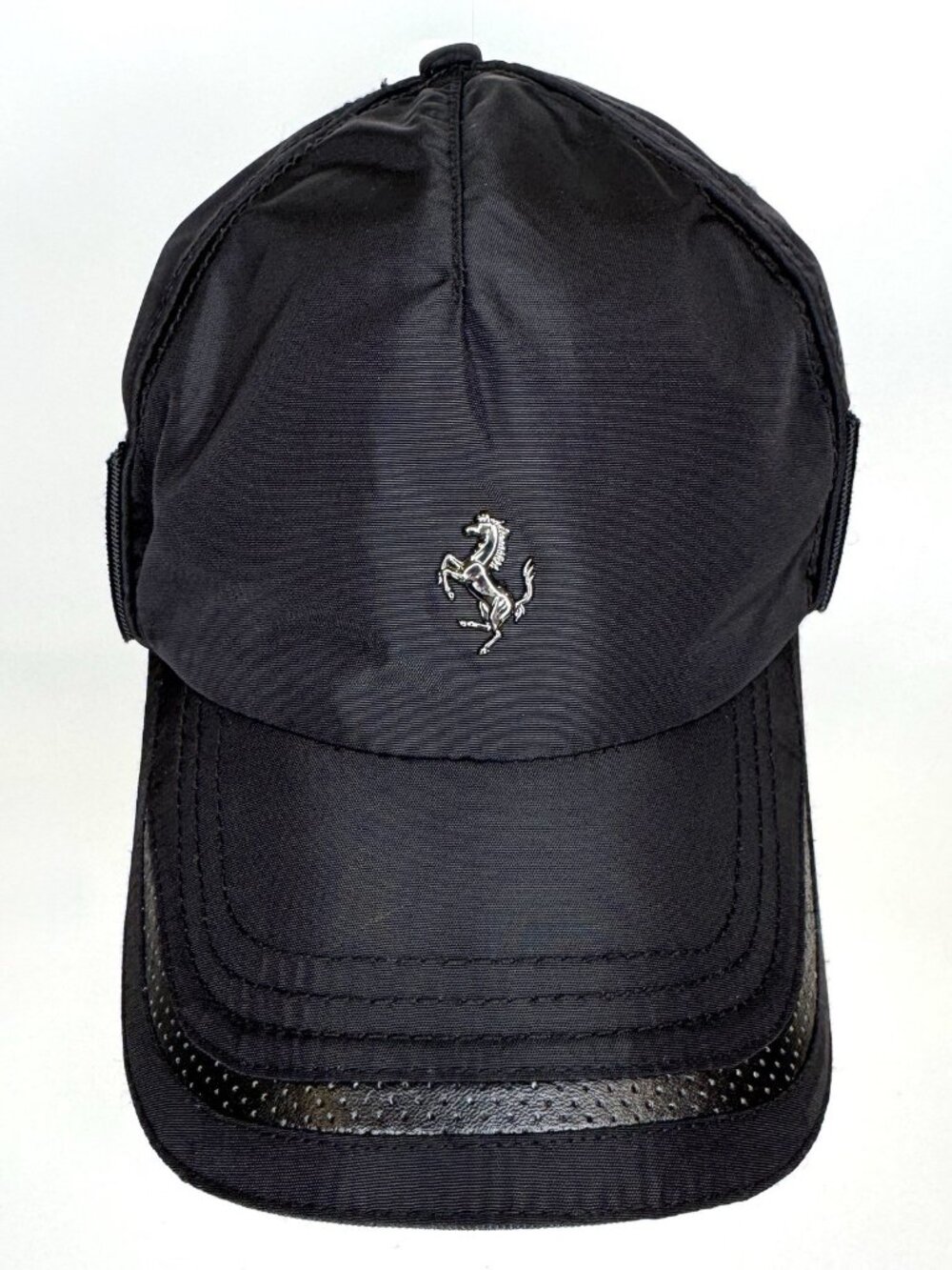 Official Ferrari Unisex Black On Black Baseball Hat Logo